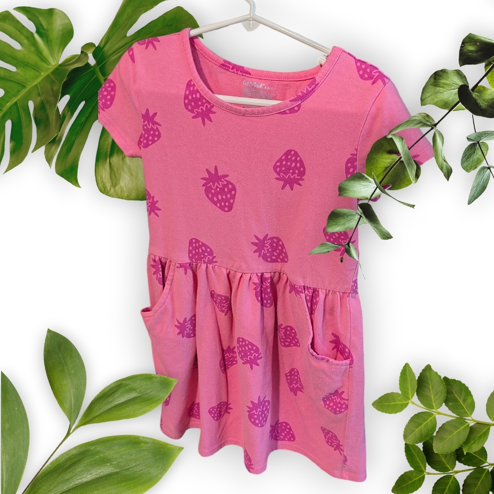 Pink Strawberry Print Dress
